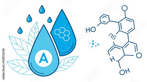 Vitamin a benefits and sources for health and wellness including molecular structure and water drops design