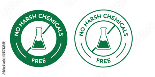 Green Eco-Friendly Badge Vector – No Harsh Chemicals Free Seal for Natural Products