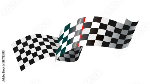 Checkered finish line flag vector illustration for racing events and sports competitions, celebration 100