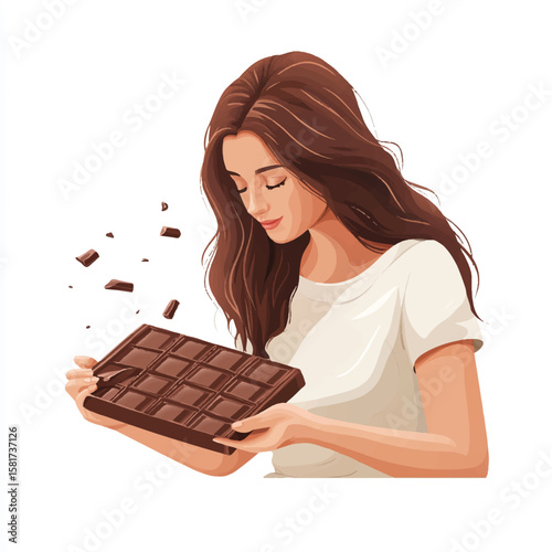 a girl unwrapping chocolate bar