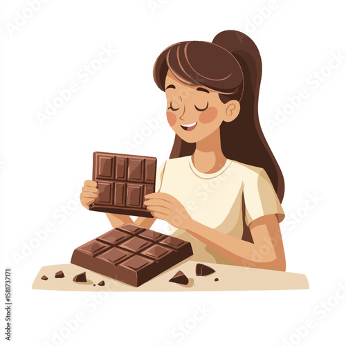 a girl unwrapping chocolate bar