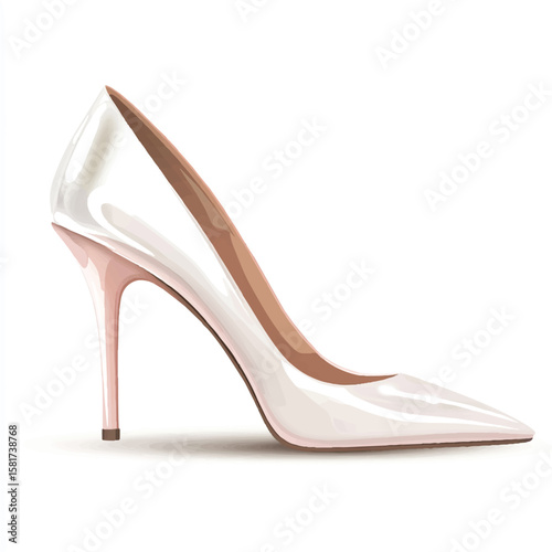 a high heels with glossy shine and pointed toe