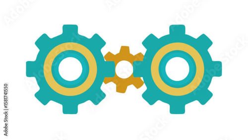 Gears mechanism vector graphic for engineering solutions and machine design and mechanical process illustration