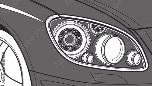 Car headlight design vector illustration for auto parts and automotive industry marketing and advertising use