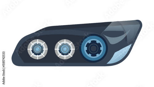Automotive headlight design vector illustration for car lighting and vehicle safety system design concept