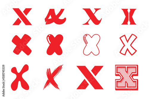 Collection of Red X Marks in Various Styles.