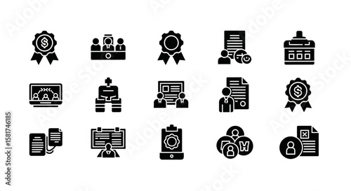 Black and White Business and Finance Icons.
