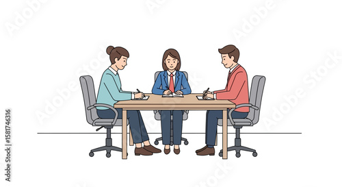 Business Team Meeting Around a Wooden Table.