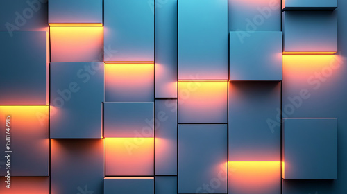 Abstract geometric pattern of lit squares