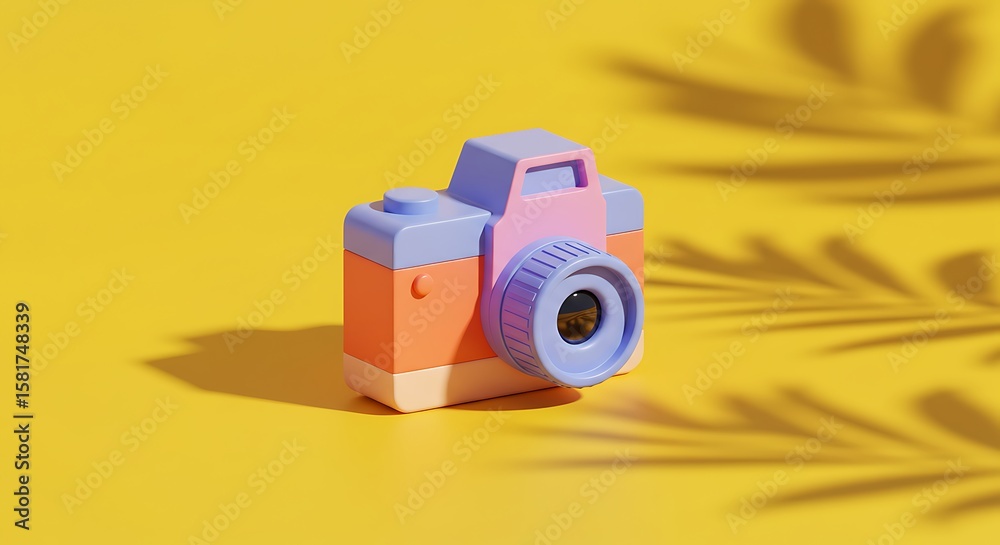 Obraz premium Toy Camera on Yellow Background