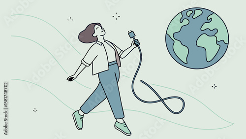 Person Floating While Holding a Charging Cable – Recharging the Soul Silhouette