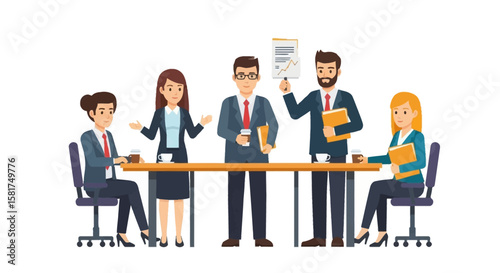 Business Team Meeting Around a Wooden Table.