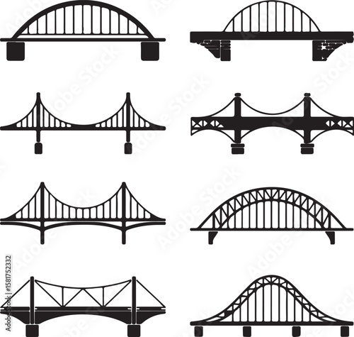 Diverse bridge silhouettes showcasing various architectural styles architecture suspension