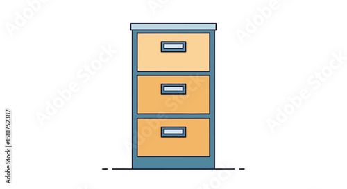 Vector Illustration of a Three-Drawer Filing Cabinet.