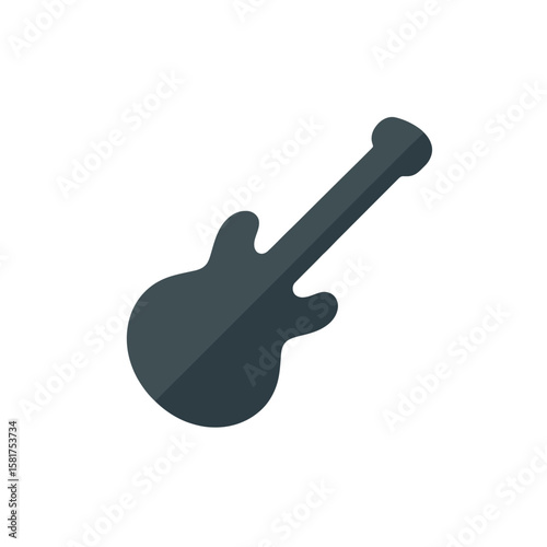 Simple dark grey electric guitar silhouette isolated on white background