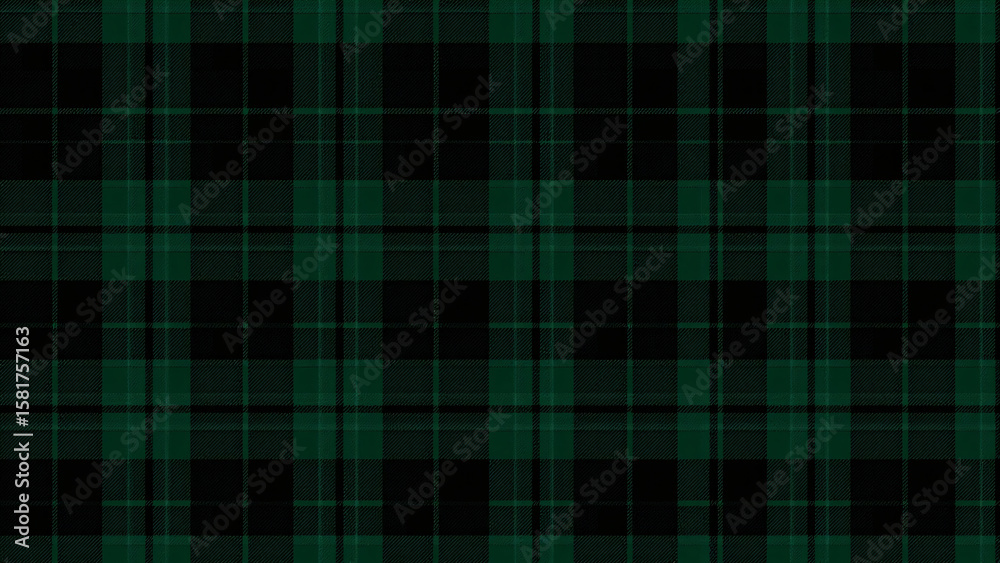 Fototapeta premium A pixelated, retro 16-bit style Black Watch Tartan pattern with bold navy, green, and black lines, vibrant and nostalgic for digital art backgrounds.