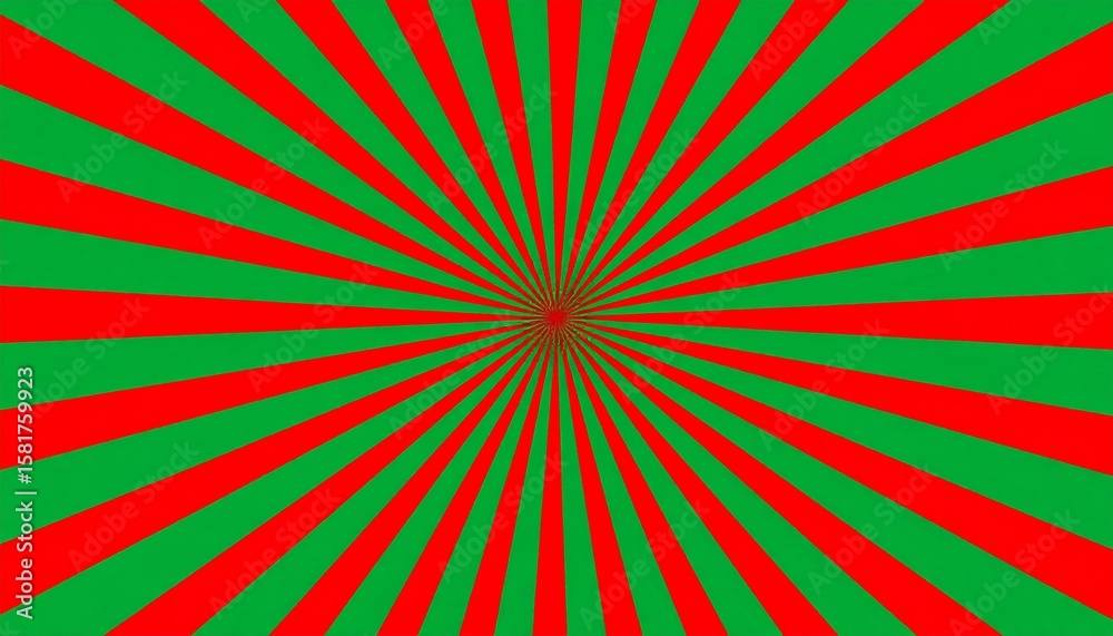 Obraz premium Abstract, colorful, radial pattern with alternating red and green stripes radiating outwards.