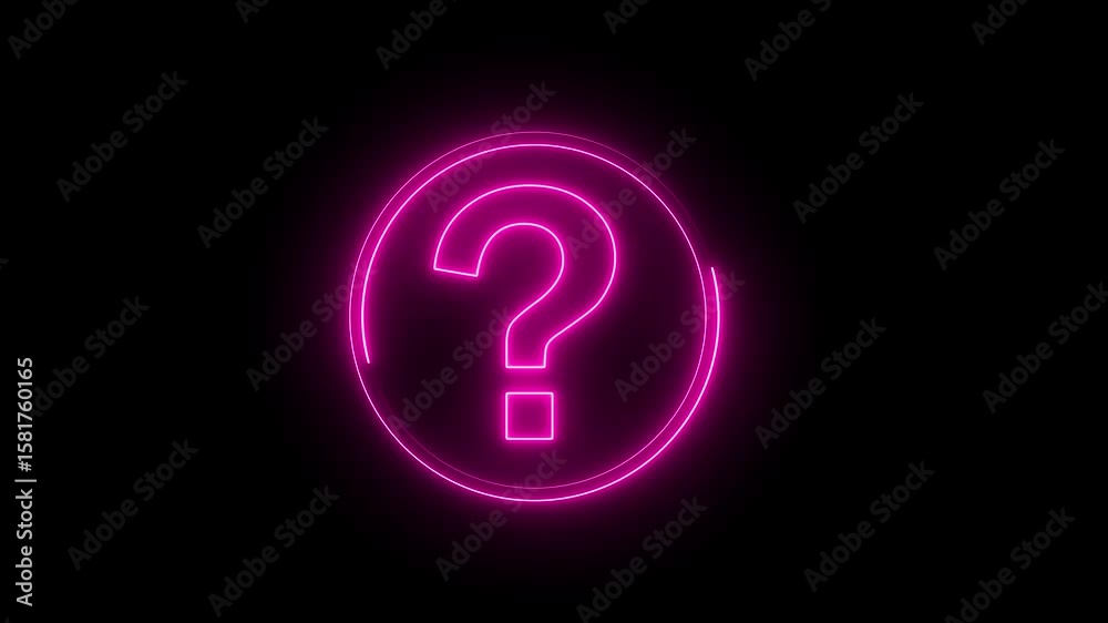 Glowing neon line Speech bubbles with Question icon isolated on black background. Letter Sign symbol, Message with a question mark with a neon saber effect. 4K Video motion graphic animation	