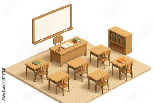 school desk with school supplies