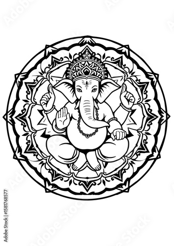 circle ganesha vector