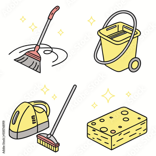 House cleaning vector icons generated by ai
