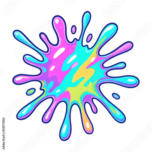 PNG Vibrant colorful splash illustration.