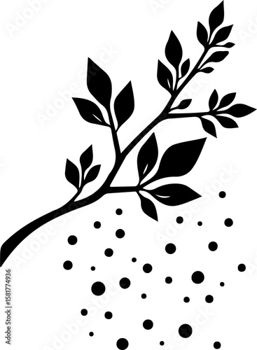 branch of a tree with leaves, tree, branch, nature, spring, flower, vector, leaf, bird, design, illustration, plant, floral, silhouette, blossom, decoration, pattern, art, season, leaves, love, growth