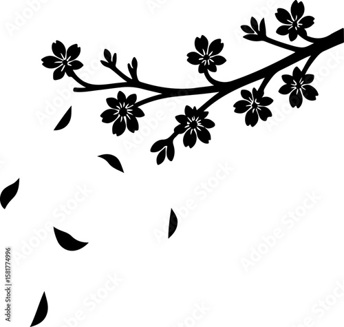 branch of a tree with leaves, tree, branch, nature, spring, flower, vector, leaf, bird, design, illustration, plant, floral, silhouette, blossom, decoration, pattern, art, season, leaves, love, growth