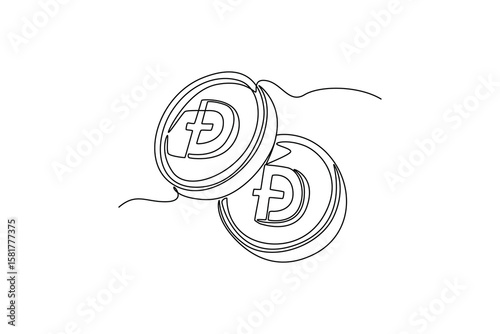 gold and currency concept. Single line draw design. Vector graphic illustration