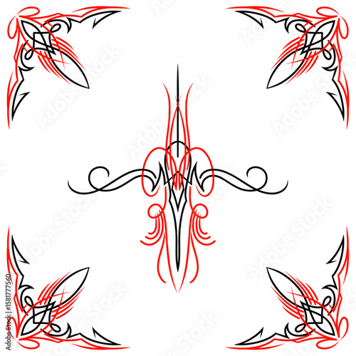 retro classic design pinstripe for hotrod car decal painting tribal custom culture freehand drawing vector illustration 