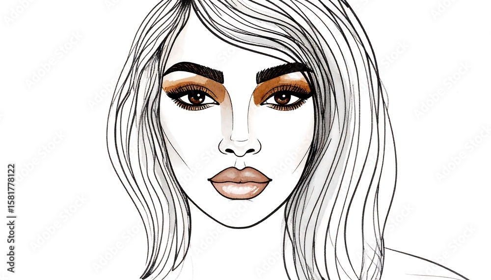 Fashion illustration of a woman with autumnal makeup Fashion illustration of a woman with autumnal makeup