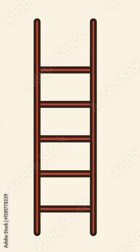 Wooden ladder in vertical position on neutral background  