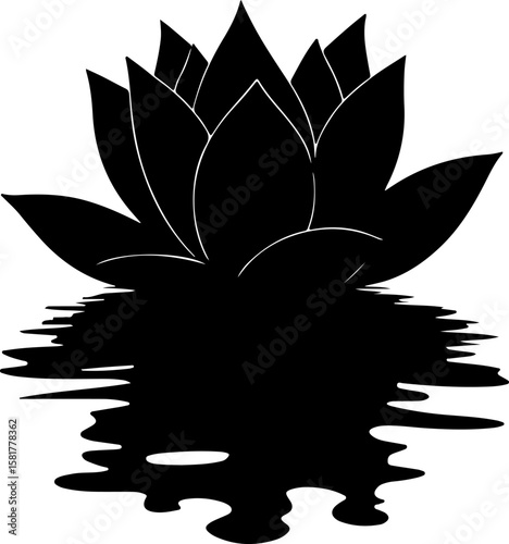 black and white lotus, flower, vector, illustration, nature, floral, design, plant, leaf, art, spring, decoration, lotus, pattern, blossom, petal, beauty, icon, element, summer, bloom, flora, tattoo, 