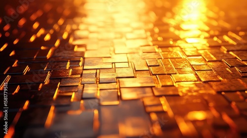 Sunset reflecting on metallic surface with warm tones shiny texture and ambient mood ideal for golden hour or design content