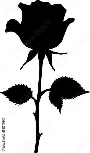 silhouette of rose, flower, vector, floral, illustration, pattern, tattoo, nature, design, art, rose, plant, leaf, decoration, black, silhouette, drawing, vintage, decor, flowers, ornament, set, sketc