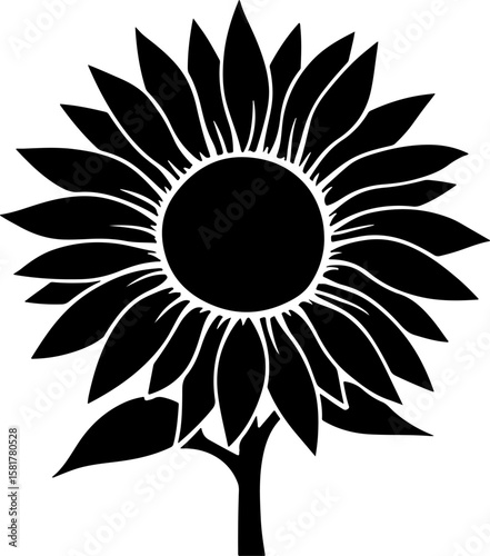 vector illustration of a sunflower, flower, vector, floral, illustration, pattern, design, nature, art, sun, ornament, leaf, summer, decoration, icon, symbol, spring, plant, tattoo, element, petal, fl