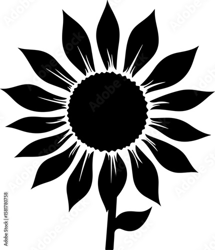 vector illustration of a sunflower, flower, vector, floral, illustration, pattern, design, nature, art, sun, ornament, leaf, summer, decoration, icon, symbol, spring, plant, tattoo, element, petal, fl