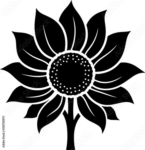 vector illustration of a sunflower, flower, vector, floral, illustration, pattern, design, nature, art, sun, ornament, leaf, summer, decoration, icon, symbol, spring, plant, tattoo, element, petal, fl