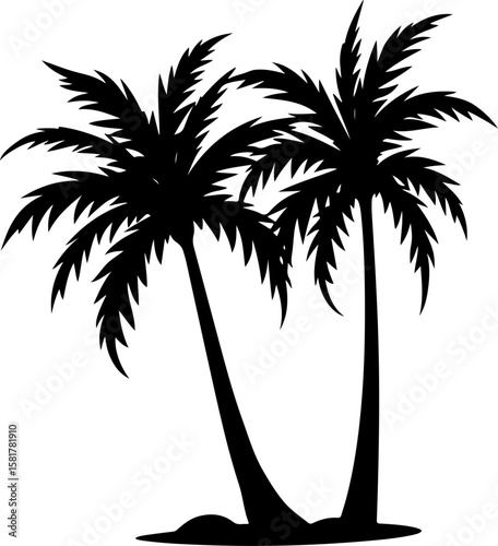 palm trees silhouette, palm, tree, tropical, coconut, nature, palm tree, isolated, beach, leaf, summer, plant, vector, silhouette, illustration, green, travel, island, leaves, white, sea, sky, branch,
