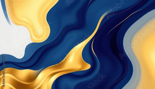 Abstract liquid gold and blue color background design for modern artwork