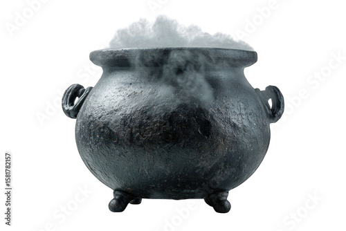 Cauldron with Smoke Isolated on Black