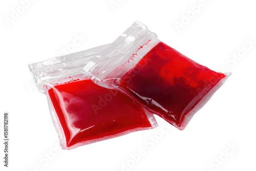 Red Liquid Filled Plastic Pouches