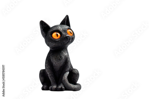 Black Cat Figurine on Black
