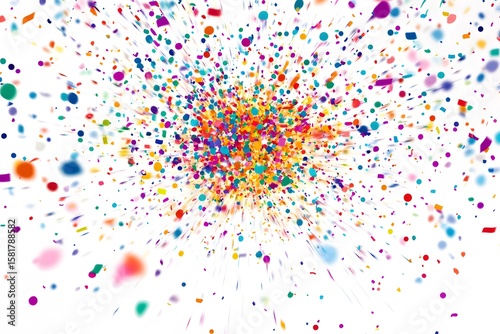 glitter explosion vector with colorful confetti and sparkles, radiating from center on white background 
