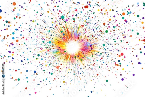 glitter explosion vector with colorful confetti and sparkles, radiating from center on white background 
