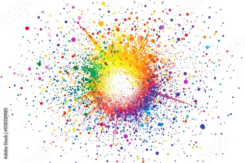 glitter explosion vector with colorful confetti and sparkles, radiating from center on white background 
