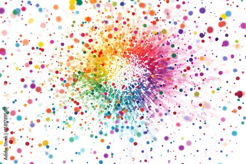 glitter explosion vector with colorful confetti and sparkles, radiating from center on white background 
