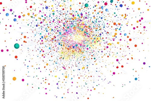 glitter explosion vector with colorful confetti and sparkles, radiating from center on white background 
