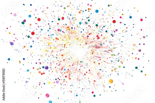 glitter explosion vector with colorful confetti and sparkles, radiating from center on white background 
