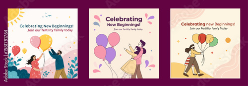 Healthcare cartoon illustration social media post or Congratulations to Newest Parents story post template.